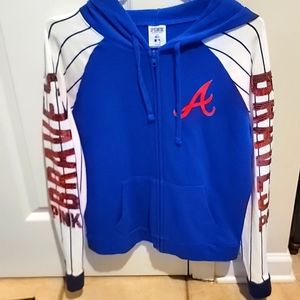 PINK BY VICTORIA'S SECRET BRAND ATLANTA BRAVES FULL ZIPPER HOODIE.